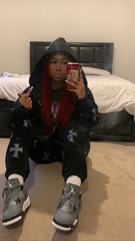 Unknown London tracksuit, supreme tshirt and cool grey jordan 4s. Fashion fit Unknown London Outfit, Grey Jordan 4 Outfit Women, Jordan 4 Grey Outfit, Grey Jordan 4 Outfit, Jordan 4 Cool Grey Outfit, Cool Grey 4s Outfit, Unknown Tracksuit, Grey Streetwear Outfit, London Girl Outfits