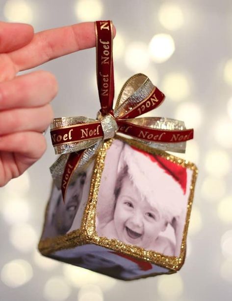 Christmas Ornament Homemade, Christmas Photo Ornaments, Diy Photo Cube, Christmas Ornaments 2022, Diy Photo Ornaments, Picture Christmas Ornaments, Diy Christmas Photo, Diy Art Decor, Ornaments Diy Kids