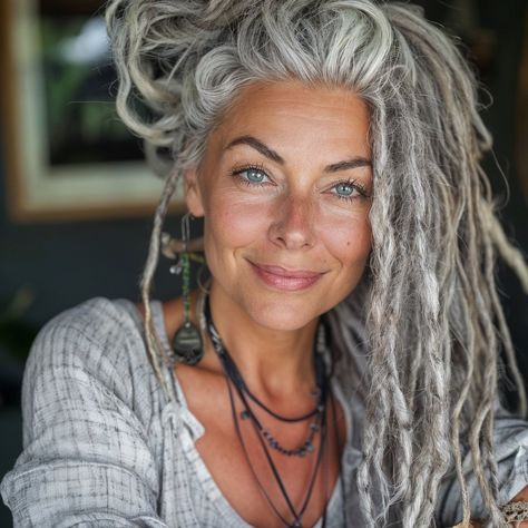 magnific kcW30BvkbwYWTQdijJyG Bohemian Silver Dreadlocks Grey Hair Dreadlocks, Long Gray Hair Over 60 Older Women, Beautiful Older Women With Grey Hair, Long Grey Hair Older Women, Gray Hair Blue Eyes, Grey Hair With Lowlights, Grey Hair Women, Partial Dreads Styles For Women White, Gray Dreadlocks Older Women