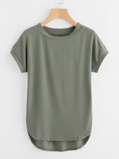 Shop High Low Curved Hem Tshirt online. SheIn offers High Low Curved Hem Tshirt & more to fit your fashionable needs. Hem Tshirt, Tshirt For Women, Crop Top Outfits, Womens Basic, Fashion Tops, Girls Tshirts, Hosiery, High Low, Shirt Style