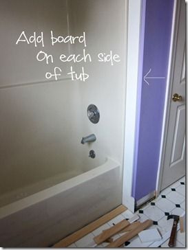 frame-tub-with-boards Bathroom Tub Remodel, Bathtub Makeover, Bamboo Bathroom Accessories, Tub To Shower Remodel, Top Bathroom Design, Bathtub Surround, Small Shower Remodel, Decorative Molding, Diy Bathroom Makeover