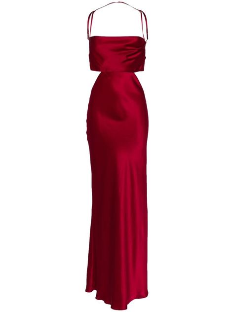 Ruby Dress, Red Silk Dress, Long Cocktail Dress, Michelle Mason, Fashion D, Elegant Outfits, Silk Gown, Trendy Fashion Outfits, Plunge Neckline