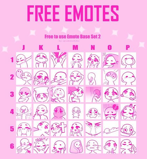 Emotes Drawing Reference, Streamer Emote Ideas, Twitch Emote Expressions, Emote Reference Drawing, Twitch Emotes Tutorial Procreate, Vtube Character Sheet, Twitch Character Design, Ych Emote Base, Twitch Emote Reference Base