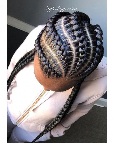 Cornrow Hairstyles For Black Women, Big Cornrow Braids, Two Cornrow Braids, Cornrows Braids For Black Women, Braided Hairstyles For Black Women Cornrows, Feed In Braids Hairstyles, Goddess Braids Hairstyles, African Hair Braiding Styles, Braided Cornrow Hairstyles