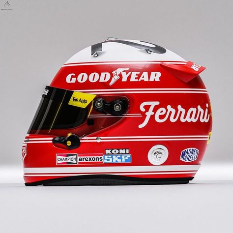 Racer Helmet Aesthetic, Ferrari Helmet, Racing Helmet Design, Custom Helmet Design, Custom Vespa, F1 2023, Arai Helmets, Helmet Designs, Retro Helmet