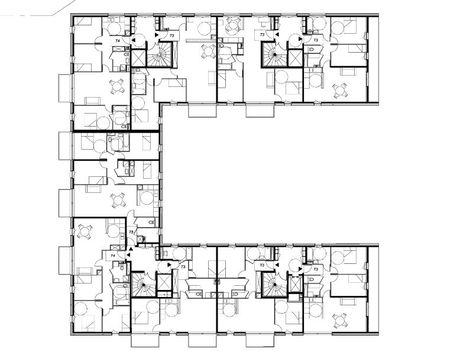 Social housing project / Atelier du Pont, Bondy, Paris, 2010 Residential Building Entrance, Green Architecture Concept, Residential Building Plan, Social Housing Architecture, Small Apartment Building, Urban Design Graphics, Collective Housing, Facade Architecture Design, Architecture Concept Diagram