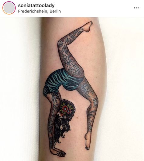 Traditional Yoga Tattoo, Traditional Tattoo Girls, Circus Tattoo, American Traditional Tattoo Ideas, Plant Styling, Traditional Tattoo Ideas, Yoga Tattoos, Taurus Tattoos, Old School Style