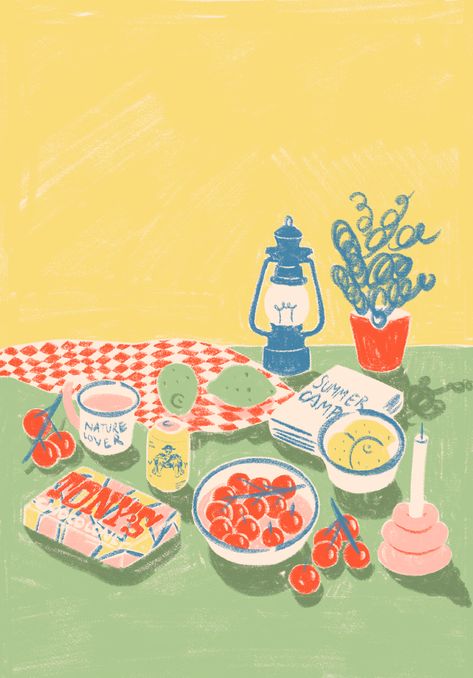 StillLife — lydiaellendesign.com Still Life Illustration, Tea Illustration, Life Illustration, Scene Drawing, Wallpaper Project, Ipad Drawings, Cool Art Projects, Aesthetic Painting, Food Illustrations