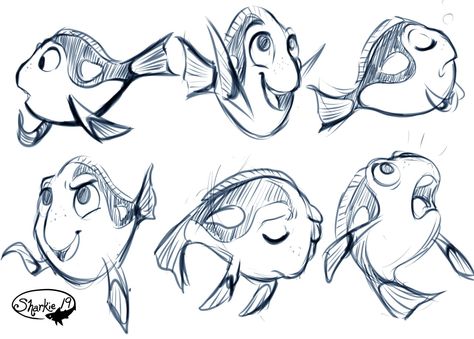 Disney Style Drawing, Finding Nemo Characters, History Of Animation, Crocodile Illustration, Expression Sheet, Sea Drawing, Animal Caricature, Character Model Sheet, Watercolor Pencil