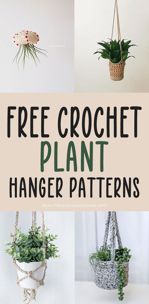 Free easy DIY crochet plant hanger patterns and tutorials. If you love plants, why not hang some of your plants using a handmade crochet plant holder? Crochet Hanging Pot Holder Free Pattern, Crocheted Hanging Plant Holder, Crochet Hanging Plant Holder Pattern, Crochet Hanging Pot Holder, Crochet Hanging Plant Holder Pattern Free, Easy Crochet Plant Hanger, Hanging Plant Holder Crochet, Easy Crochet Plant Hanger Pattern Free, Crochet Hanging Plant Holder