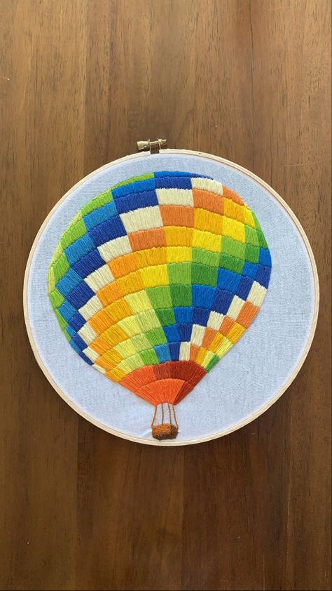 Bts Embroidery Designs, Hot Air Balloon Embroidery, Air Balloon Embroidery, Bts Embroidery, Poppy Embroidery, Balloon Embroidery, Bts Design, Art Yarn Weaving, Hot Air Balloons Art