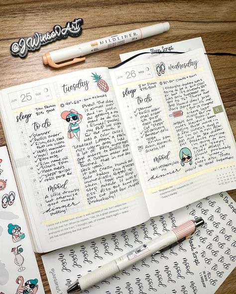 A quick peek at Tuesday and Wednesday in my planner this week. 📜 @hobonichi_global HON A6 planner Stickers by me! (Available in my shop) Watermark by @rees.designs #planning #journals #hobonichi #hobonichitecho #hobonichihon #fillednotebooks #plannerstickers #plannerspread #planneraddict #bulletjournal #bujo #journaling #journal #planner #handwriting #bulletjournaling #calligraphy #lettering #plannercommunity Hobonichi Planner A6, Hobonichi A6 Ideas, Planner Handwriting, Bujo Journaling, Hobonichi A6, A6 Planner, Good Wednesday, To Do Planner, Hobonichi Planner