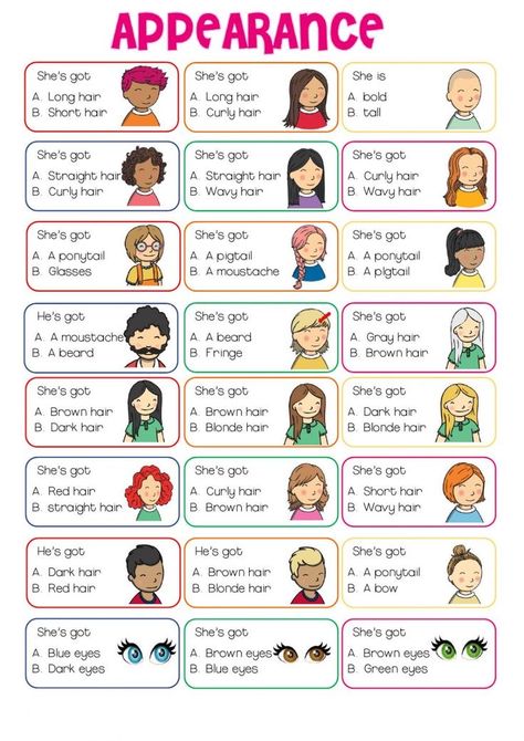 Primary 1 English Worksheet, Primary School English Activities, What Are You Doing, Activities For Primary School Kids, English Teaching Ideas, English Exercises For Kids, Appearance Worksheet, Speaking Activities English, Teach English To Kids