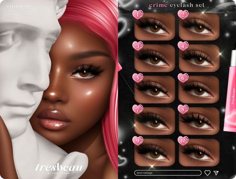 Introducing our latest collection for Skin Fair 2023 - get ready to shine like never before! ．Discover our amazing discounts on all of our skins - enjoy 20% off on new the releases, and a stunning 50% off on older releases! 🎁 GIVEAWAY — Here are the two simple steps to enter: 1．Favorite this image 2．Comment with your in-world name ☁️ Available at the @ SKIN FAIR (Sim C) (March 10th - 27th) 🌸 Our Crime eyelash set is designed specifically for LeLUTKA heads, and comes in a stunning range Sims 4 Eyelash Skin Detail Cc, Alpha Cc Sims 4 Eyes, Sims4 Cc Skin Details Lashes, Sims 4 Updated Lashes, Eyelash Skin Details Sims 4, Eyelash Presets Sims 4 Cc, Kijiko Eyelashes Sims 4 Skin Details, Sims 4 Alpha Cc Eyelashes, Sims 4 Cc Download Makeup