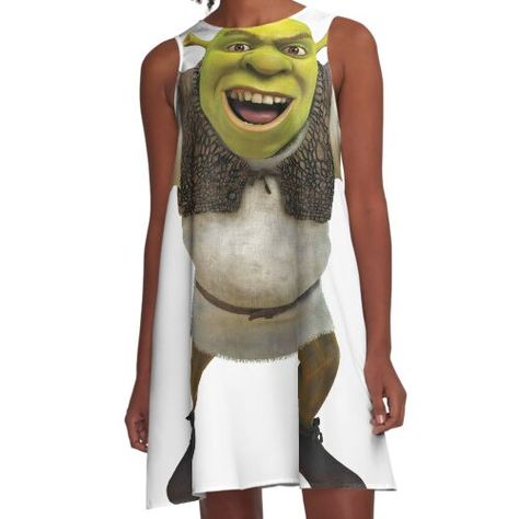 Loose-fit, mid-length sleeveless dress with silky handfeel. Printed on both sides. Machine washable. Size range XS-2XL. Shrek is not pleased Shrek Outfit, Shrek Dress, Ugly Dress, Shrek Party, Ugly Dresses, Mental Asylum, Dream Dresses, Pinterest Ads, Very Funny Pictures