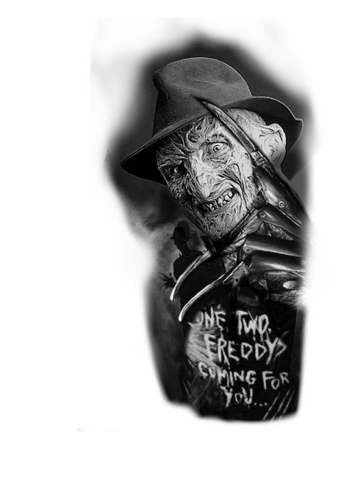 Freddy Krueger Tattoos, Horror Movies Tattoos, Horror Portrait Tattoo, Freddy Krueger Tattoo Design, Freddy Krueger Drawing, Freddy Krueger Tattoo, Fantastic Tattoo, Horror Sleeve, Beetlejuice Tattoo