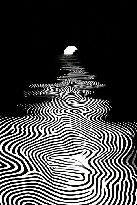 Mind bending flat line illusion illustration of Doppler Effect outdoors nature black. | premium image by rawpixel.com / artistiya manadee Trippy Designs Black And White, Black And White Illusions, Illusion Illustration, Doppler Effect, Line Illusion, Trippy Abstract, Madonna Art, Art Trippy, 3d Room