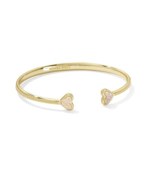 Framed Ari Heart Gold Cuff Bracelet in Iridescent Drusy | Kendra Scott Gold Jewelry Kendra Scott, Kendra Scott Stretch Bracelet, Kendra Scott Bangle, Kendra Scott Heart Earrings, Kendra Scott Heart Bracelet, Kendra Scott Cuff Bracelet, Kendra Scott Rings, Maxi Jewelry, Hoco Jewelry