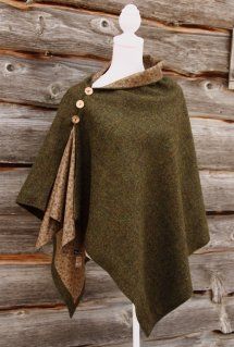 Cape Wrap, شال كروشيه, Mode Kimono, Capes & Ponchos, Poncho Pattern, Harris Tweed, Sewing Inspiration, Sewing Tutorials, Dressmaking