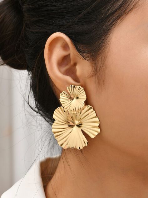 Lotus Earrings, Oversized Earrings, Light Earrings, Retro Earring, Gold Statement Earrings, Anthropologie Jewelry, Trendy Earrings, Flower Earrings Studs, Floral Earrings