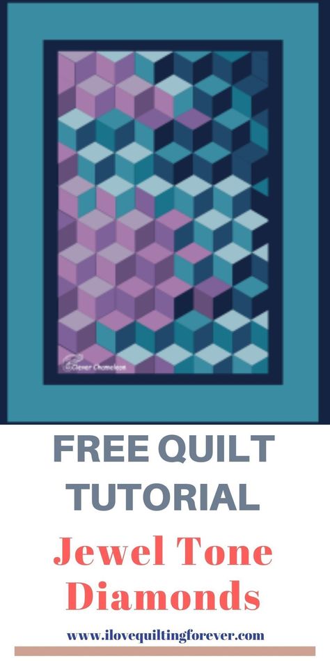 3d Quilt Blocks, Tumbling Blocks Quilt Pattern Free, Tumbling Blocks Pattern, Illusion Quilts, Tumbling Blocks Quilt, Optical Illusion Quilts, Kid Quilts, Free Quilt Tutorials, Tumbling Blocks