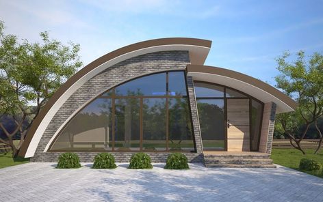 Curve Building, Quonset Homes, Quonset Hut Homes, Rammed Earth Homes, Curved Roof, Circular Buildings, Architecture Blueprints, Round Building, Architecture Portfolio Design