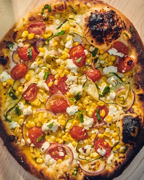 The Ultimate Summer Pizza Recipe | Kitchn Grilled Pizza Dough, Oven Cooked Ribs, Summer Pizza, Creamy Mustard Sauce, Quick Pickled Onions, Juicy Pork Chops, Beef Bacon, Summer Veggies, Grilled Pizza