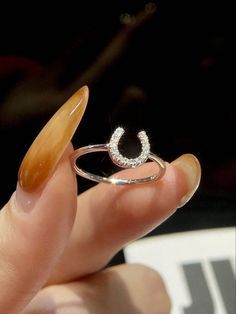 1pc S925 Sterling Silver Minimalist Horseshoe-Shaped Zirconia Ring For Women Fine Ladies Jewelery Micro Pave Ring, Horseshoe Ring, Zirconia Rings, Retro Party, Fine Rings, Stylish Jewelry, Ring Ring, Ring For Women, Womens Bracelets