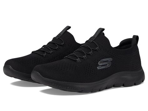 PRICES MAY VARY. Pull-on style with stretch laces Skechers Memory Foam cushioned comfort insole Flexible traction outsole Machine washable Shock-absorbing midsole Skechers Memory Foam, High Heel Rain Boots, Skechers Sneakers, Casual Sneakers Women, Black Shoes Women, Shoe Boot Sandals, Skechers Women, Skechers Shoes, Sneaker Collection