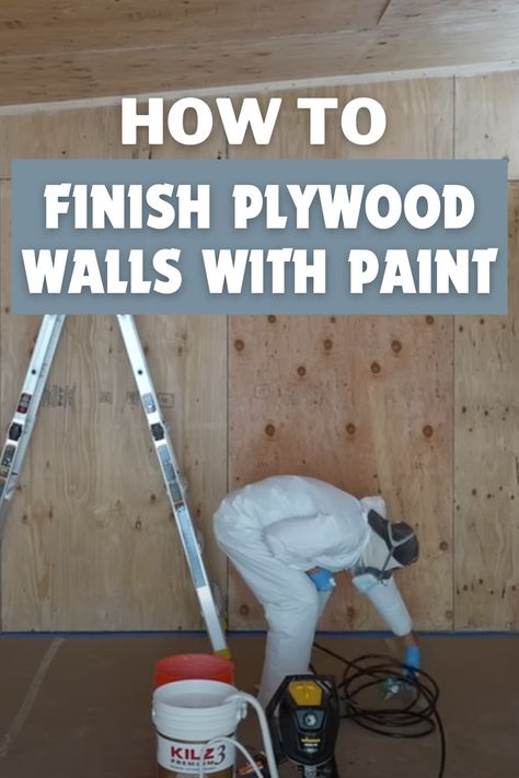 How to Finish Plywood Walls with Paint How To Decorate Plywood Walls, Stain Plywood Walls, Paint Plywood Walls Ideas, Using Plywood For Walls, Finished Plywood Walls, Painted Plywood Garage Walls, How To Cover Plywood Walls, How To Fill In Wood Paneling Grooves, How To Paint Plywood Walls