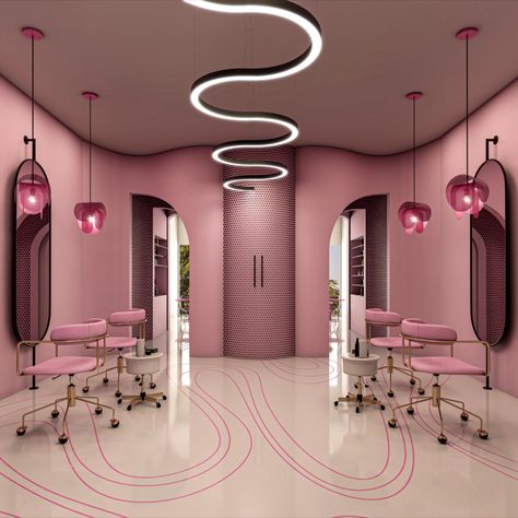 Led Lights Beauty Salon, Parlour Interior Design Beauty, Wig Store Interior Design, Wig Shop Interior Design, Neon Beauty Salon, Pink And Gold Hair Salon Decor, Unique Hair Colors, Led Signs Beauty Salon, Beauty Salon Led Sign