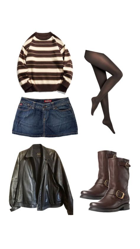 Leather Jacket Downtown, Ae Outfits, Skirt And Tights, Downtown Girl Aesthetic, Outfits Skirt, Downtown Outfits, Downtown Girl, Teen Fashion Outfits, Dream Clothes