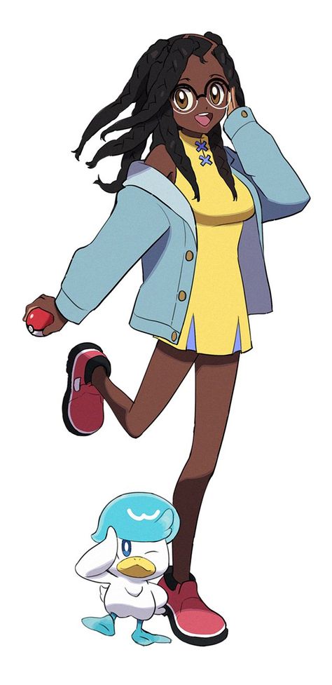 Pokemon Trainer Fashion, Pokemon Water Gym Leader, Pokemon Rival Oc, Black Pokemon Trainer Oc, Black Pokemon Trainer, Female Professor, Pokemon Trainer Outfits, Female Pokemon Trainers, Old Pokemon