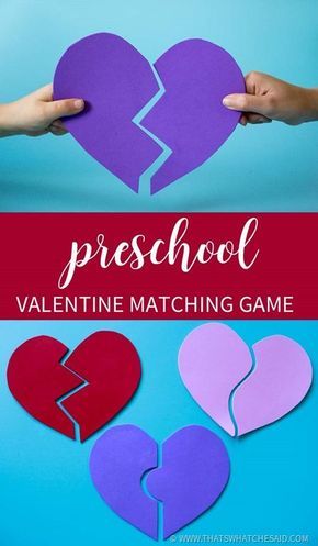 Easiest Valentine Activity ever! Fun Foam + Scissors + Heart Shape and you have yourself an easy matching game that kids love! This is perfect for Preschool age kids! Preschool Valentines Activities, Preschool Valentine, February Crafts, Valentines Games, Valentine's Day Crafts For Kids, Activities For Preschoolers, Preschool Valentines, Valentine's Day Games, Valentine Activities