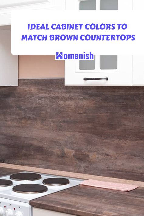 Brown countertops can be the centerpiece of a kitchen, and selecting cabinet colors that match can be a design dilemma. We'll offer color suggestions that pair well with the depth and warmth of brown countertops. Brown Cabinets Light Countertops, Kitchen Countertops For Brown Cabinets, What Color Cabinets Go With Brown Countertops, Choosing Countertops Color, Brown Cabinets Quartz Countertop, Best Cabinet Colors, Brown Countertops, Color Tile Backsplash, Color Cabinets