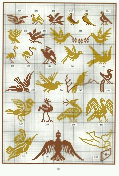 Different birds Just Cross Stitch, Pixel Crochet, Pola Kristik, Cross Stitch Bird, Mini Cross Stitch, Crochet Cross, Needlepoint Patterns, Cross Stitch Samplers, Cross Stitch Animals