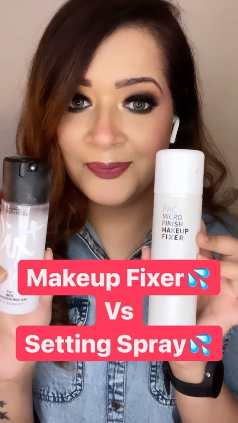 glittery_chaos_bykb on Instagram: Makeup Fixer vs. Setting Spray🌸Makeup Gyan🌸 #makeup #makeuphacks #viralmakeup #makeupreels #beautiful #beautifulskin #goldenhour… Makeup Fixer Spray, Setting Spray Makeup, Makeup Fixer, Spray Makeup, 2022 Makeup, How To Use Makeup, Fixing Spray, Makeup Spray, Makeup Mistakes