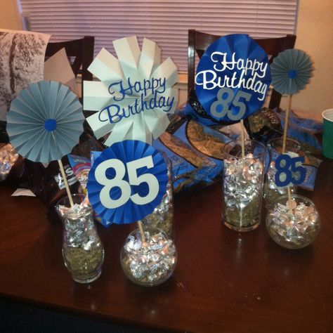 Grandpa'a 85th Birthday party!   #easypeasybynoeeazy Grandpa Birthday Ideas, Grandpa Birthday Party, 85th Birthday Decorations, 85th Birthday Party Ideas, Happy 85th Birthday, 75 Birthday, Paw Birthday, 90th Birthday Decorations, 70 Birthday