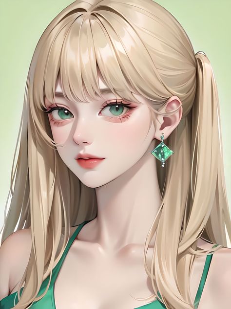 Blonde Hair Green Eyes, Barbie Fairy, Hair Green Eyes, Headshots Women, Cute Cartoon Pictures, Digital Art Anime, Art Dress, Character Portraits, Anime Outfits