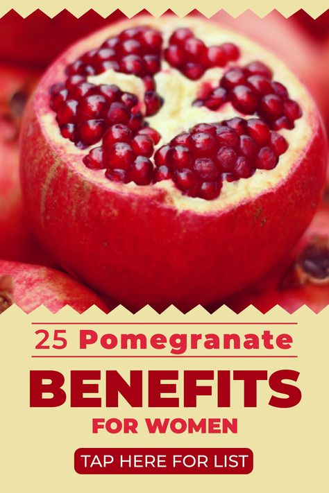 Pomegranates are among the healthiest fruits in the world. Pomegranate benefits for women proved by eating the fresh fruit, pomegranate extract, or other pomegranate supplements may be very surprising for most. This unusual fruit is quite the powerhouse for improving health. Tap the pin to learn why you should include this red fruit into your modern day diet. healthy snack ideas | foods with fiber | weight loss foods Pomegranate Health Benefits, Pomegranate How To Eat, Pomegranate Benefits, Pomegranate Recipes, Fruit Benefits, Pomegranate Fruit, Breast Health, Fiber Foods, Healthy Fruits