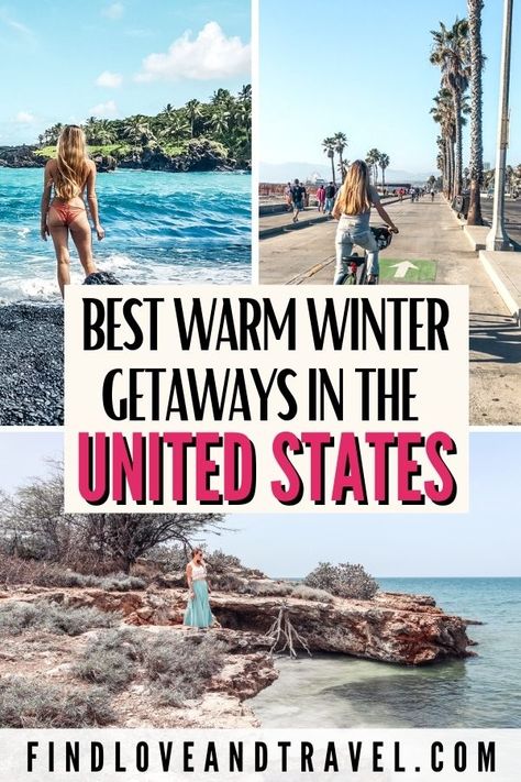 Winter Getaways In The Us, Caribbean Vibes, Warm Vacation, Vacation Winter, Winter Getaways, Winter Vacations, East Coast Usa, Vacations In The Us, California Beaches