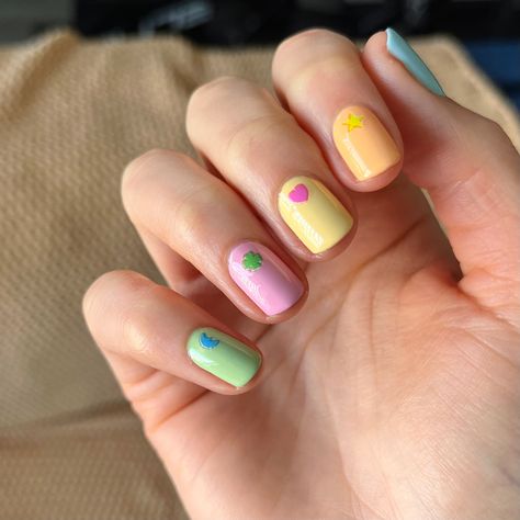 Lucky Charms Nail Art, Lucky Charm Nails, Nail Doodles, Nails Colour, Cute Nail Polish, Nail Drawing, Subtle Nails, Beauty Nails Design, Cute Gel Nails