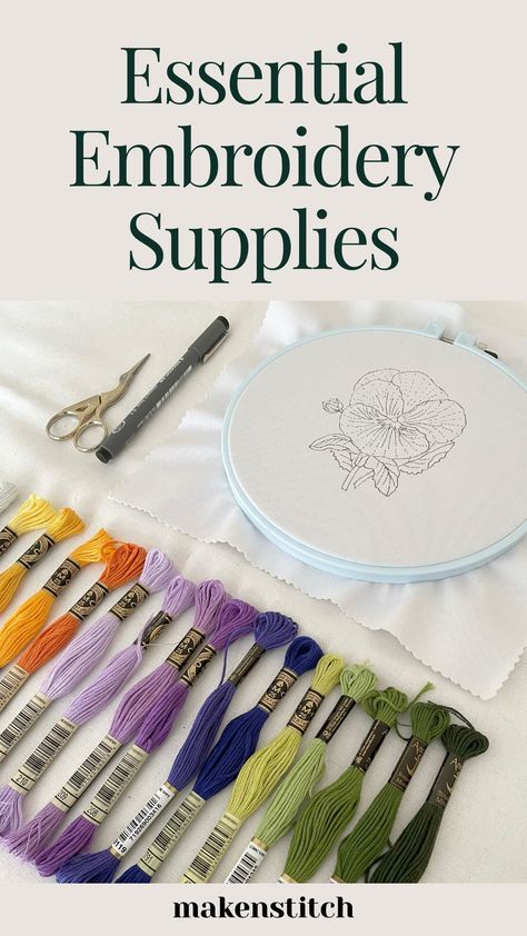 Embroidery Needles Guide, Embroidery Essentials, Water Soluble Fabric, Hand Embroidery Kit, Embroidery Scissors, Types Of Embroidery, Embroidery Supplies, Fabric Markers, Crewel Embroidery