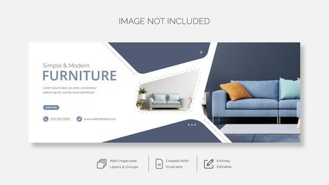 Modern furniture facebook cover page tem... | Premium Vector #Freepik #vector #banner #sale #cover #template Interior Design Facebook Cover, Interior Design Cover Page, Web Banner Design Creative, Cover Page Facebook, Furniture Banner, Creative Facebook Cover, Book Cover Page Design, Cover Page Template, Book Cover Page