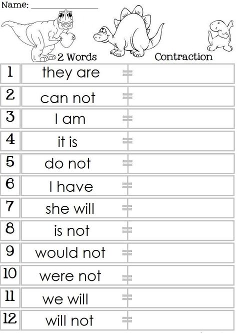 contractions Easy Spelling Activities, Teaching Contractions, Contractions Worksheet, 2nd Grade Grammar, 2nd Grade Writing, First Grade Worksheets, 2nd Grade Ela, 2nd Grade Worksheets, Learning Worksheets