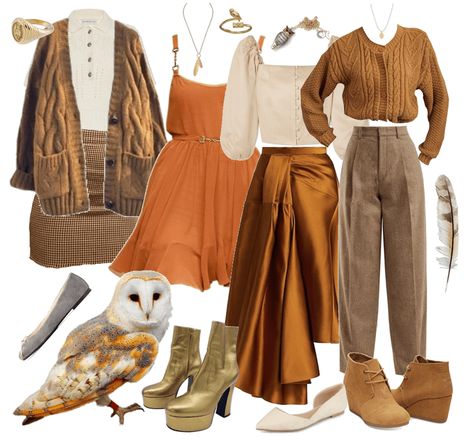 Owl Inspired Outfit, Cottagecore Fall Outfits, Owl Outfit, Academia Aesthetic Outfit, Academia Style, Cottagecore Outfits, Cottagecore Fashion, Brown Cardigan, Fashion Aesthetics