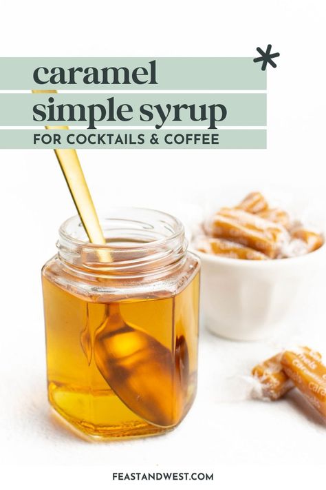 Caramel Simple Syrup Recipe, Caramel Simple Syrup, Homemade Caramel Syrup, Caramel Syrup Recipe, Caramel Coffee Syrup, Homemade Coffee Syrup, Diy Caramel, Butterscotch Syrup, Simple Syrup Cocktails