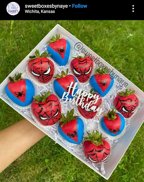 Avengers Strawberries, Birthday Strawberries For Men, Spider Man Chocolate Covered Strawberries, Chocolate Strawberries For Men, Spider Man Chocolate Strawberries, Batman Strawberries, Spiderman Chocolate Covered Strawberries, Birthday Chocolate Covered Strawberries For Him, Spider Man Strawberries