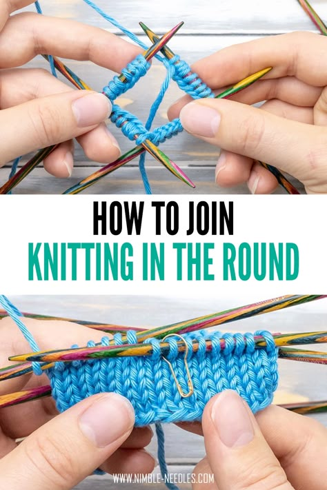 Join In The Round Knitting, Knitting For Dummies, Advanced Knitting Techniques, Circular Knitting Patterns, Joining Yarn, Knitting In The Round, Crochet Cushion Pattern, Knitting 101, Learn To Knit