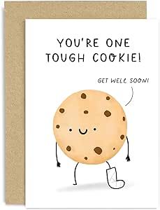 Old English Co. Funny Get Well Cards - 'Tough Cookie' Get Well Soon Gift - Cute Feel Better Card - Sympathy Speedy Recovery Card | Blank Inside Homemade Get Well Cards For Men, Get Well Soon Cards Surgery Recovery, Cute Get Well Soon Drawings, Hand Drawn Get Well Cards, Get Better Soon Card Ideas, Get Better Card Ideas, Get Well Cards Handmade Cute Ideas, Get Well Soon Handmade Cards, Get Well Soon Diy Cards